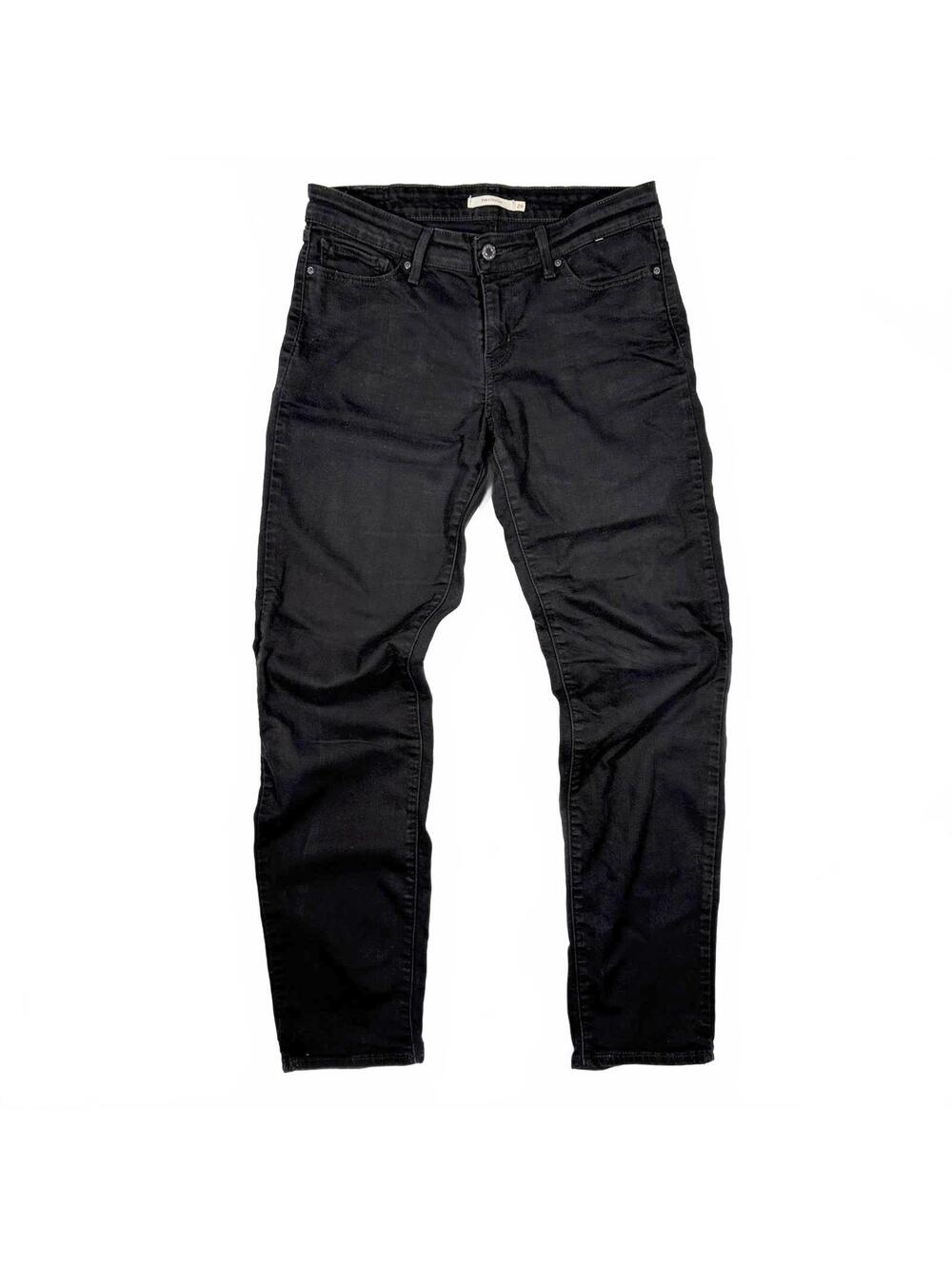 Levi's 714 Straight Leg Jeans Black Cotton Blend 29x32 Classic Mid-Rise Denim